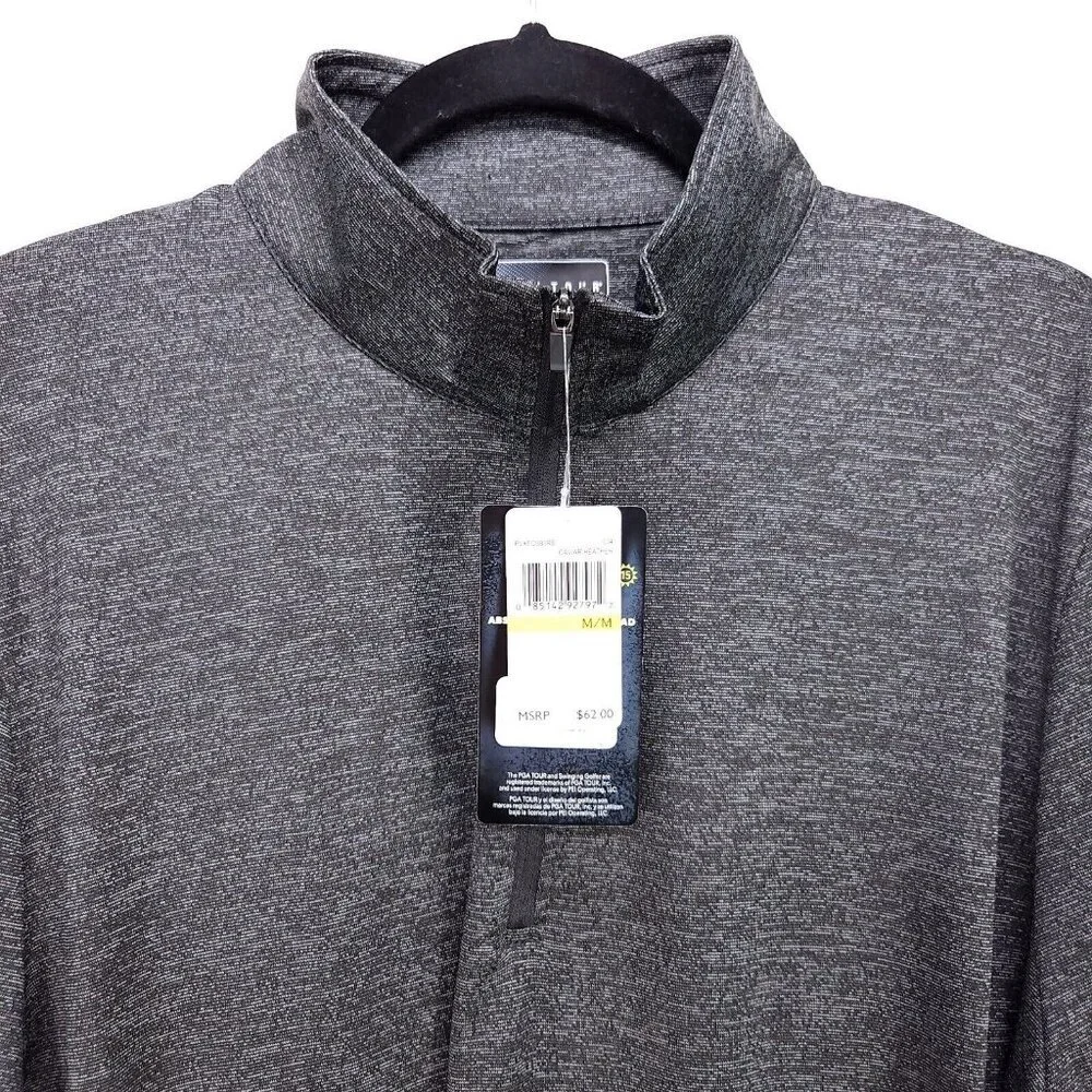PGA Tour Quarter Zip Pullover Long Sleeve Men's Medium Polyester Golf Shirt Gray - Picture 4 of 13